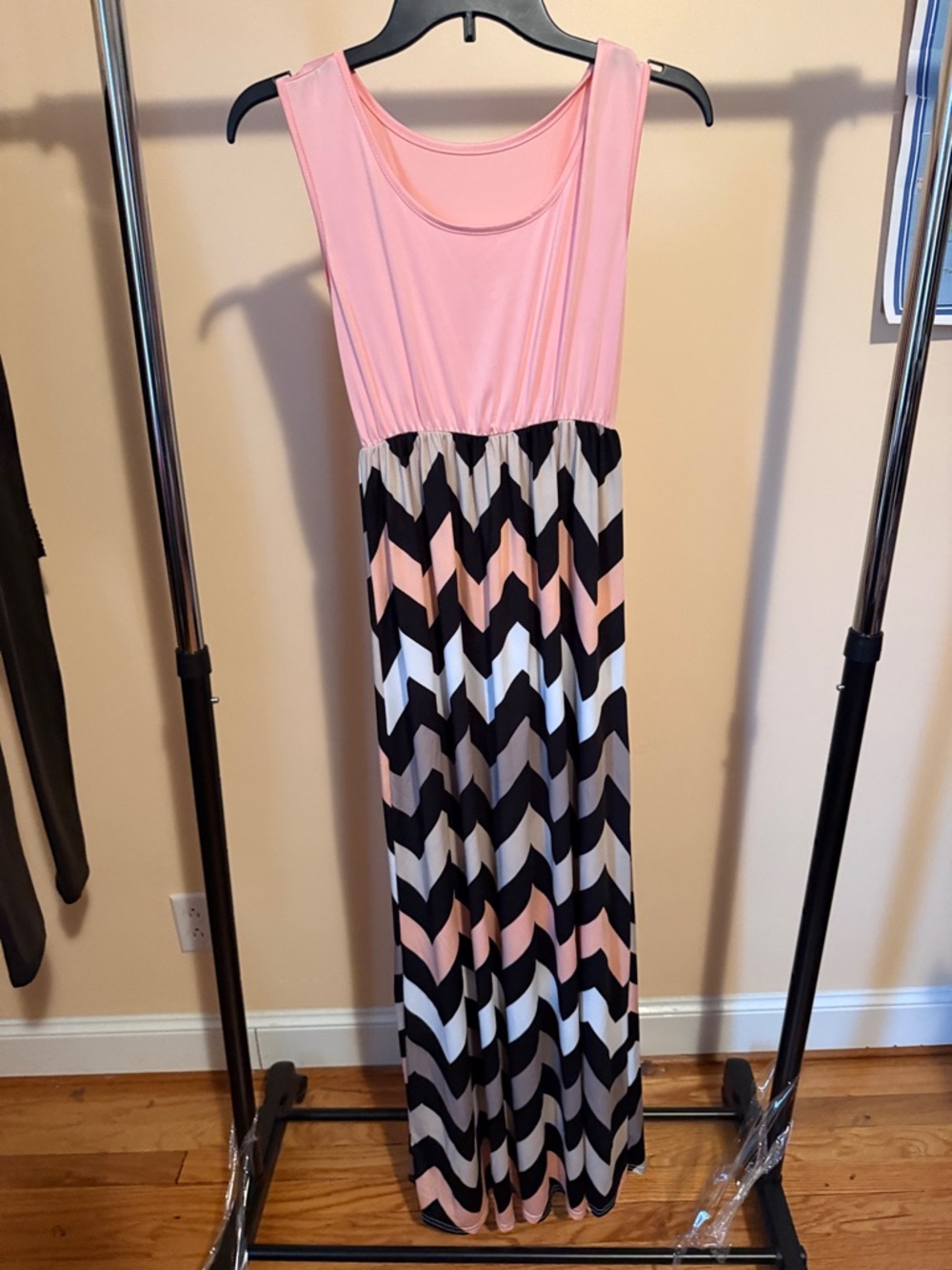 Amazon Pink and Black Chevron Maxi Dress